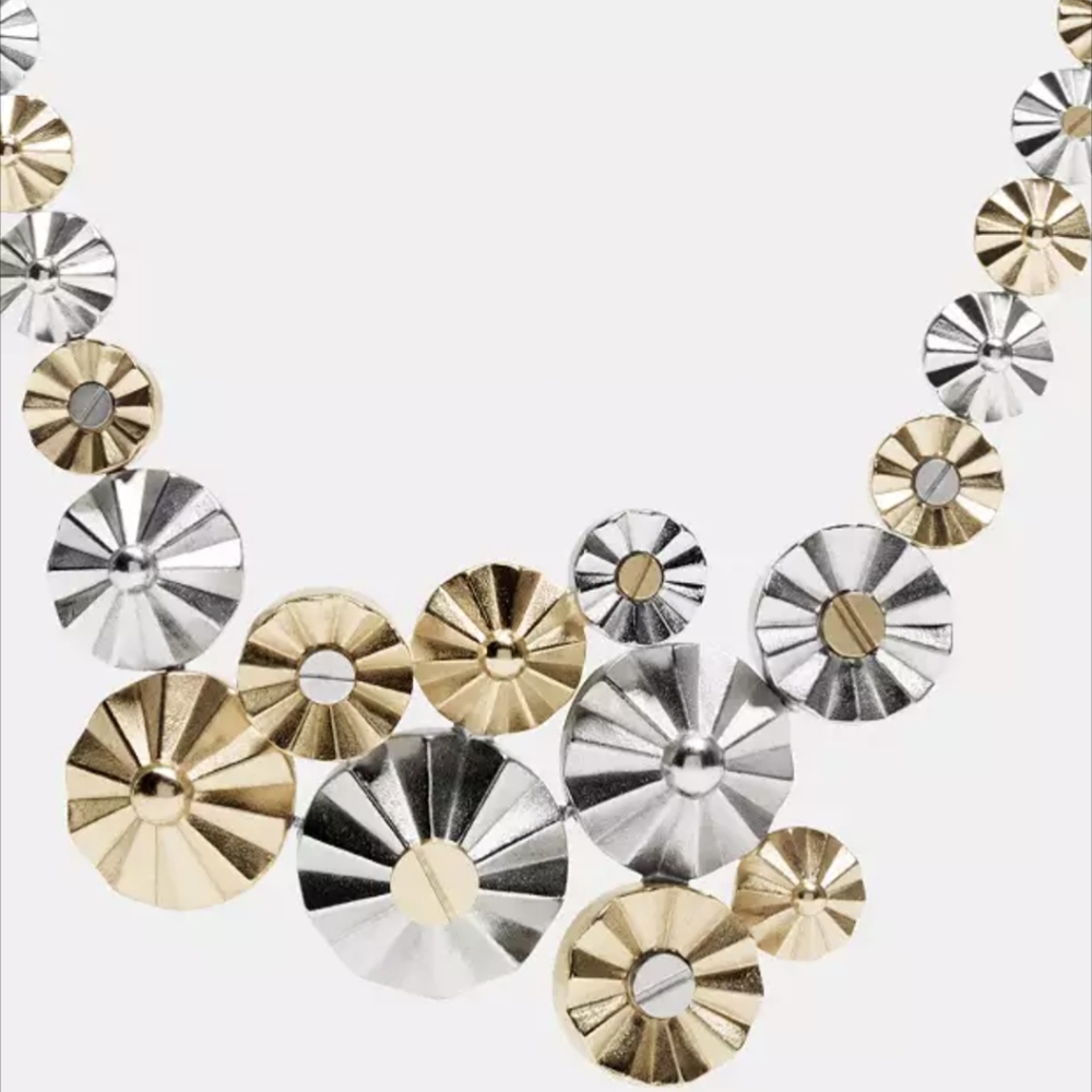 Coach Clustered Daisy Rivet Mixed Metal Statement Necklace